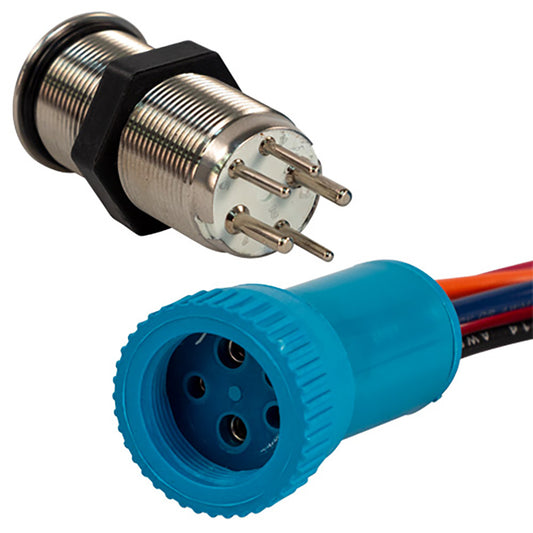 Bluewater 19mm Push Button Switch - Off/On/On Contact - Blue/Green/Red LED - 1' Lead [9057-3113-1]